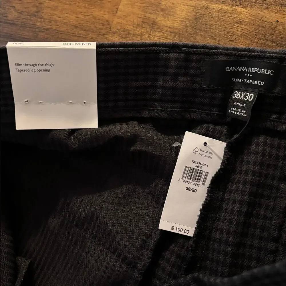 Banana Republic Men’s 36 x 30 Pants Grayson Slim Tapered Ankle Trouser